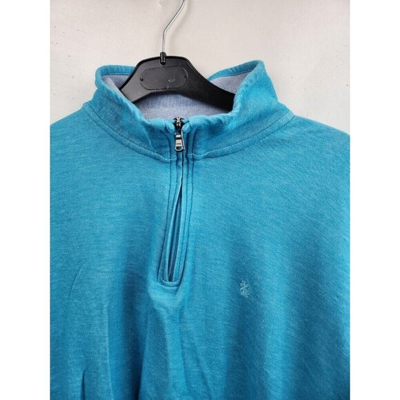 IZOD Saltwater Relaxed Classics Mens Sweater Size XL Blue Quarter Zip Pullover - Picture 2 of 6